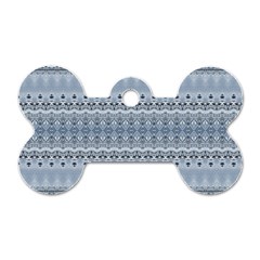 Boho Faded Blue Grey Dog Tag Bone (two Sides) by SpinnyChairDesigns