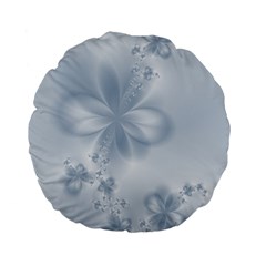 Faded Blue Floral Print Standard 15  Premium Flano Round Cushions by SpinnyChairDesigns