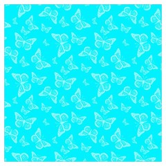 Aqua Blue Butterfly Print Long Sheer Chiffon Scarf  by SpinnyChairDesigns