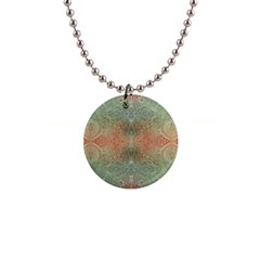 Peach Green Texture 1  Button Necklace by SpinnyChairDesigns