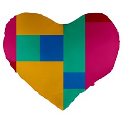 Squares  Large 19  Premium Heart Shape Cushions by Sobalvarro