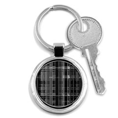 Black Punk Plaid Key Chain (round) by SpinnyChairDesigns