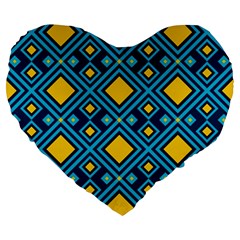 Geometric Abstract Diamond Large 19  Premium Flano Heart Shape Cushions by tmsartbazaar