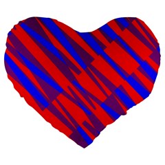 Geometric Blocks, Blue And Red Triangles, Abstract Pattern Large 19  Premium Heart Shape Cushions by Casemiro