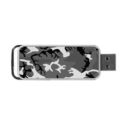 Army Winter Camo, Camouflage Pattern, Grey, Black Portable Usb Flash (one Side) by Casemiro