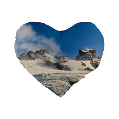 Snowy Andes Mountains, Patagonia - Argentina Standard 16  Premium Heart Shape Cushions by dflcprintsclothing