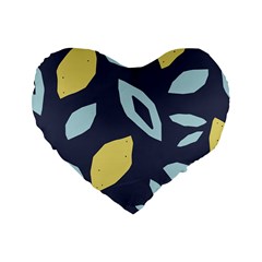 Laser Lemon Navy Standard 16  Premium Heart Shape Cushions by andStretch