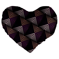 Zigzag Motif Design Large 19  Premium Flano Heart Shape Cushions by tmsartbazaar