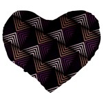 Zigzag Motif Design Large 19  Premium Flano Heart Shape Cushions Back