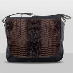 Brown Alligator Leather Skin Messenger Bag by LoolyElzayat