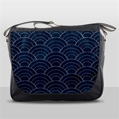 Blue Sashiko Pattern Messenger Bag by goljakoff