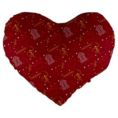 African Folk Tribal Art Large 19  Premium Flano Heart Shape Cushions by tmsartbazaar
