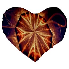 Sun Fractal Large 19  Premium Heart Shape Cushions by Sparkle