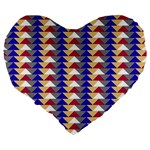 Colorful triangles pattern, retro style theme, geometrical tiles, blocks Large 19  Premium Heart Shape Cushions Back
