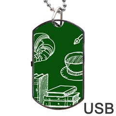 Books And Baked Goods Pattern Dog Tag Usb Flash (two Sides) by DithersDesigns