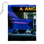 Night Scene Gas Station Building, Montevideo, Uruguay Drawstring Pouch (5XL) Back