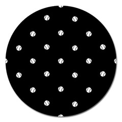 Black And White Baseball Motif Pattern Magnet 5  (round) by dflcprintsclothing