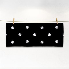 Black And White Baseball Motif Pattern Hand Towel by dflcprintsclothing