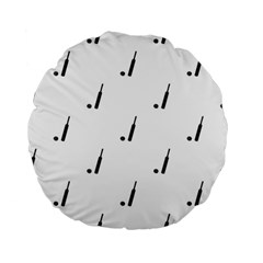 Black And White Cricket Sport Motif Print Pattern Standard 15  Premium Round Cushions by dflcprintsclothing