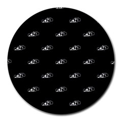 Formula One Black And White Graphic Pattern Round Mousepads by dflcprintsclothing