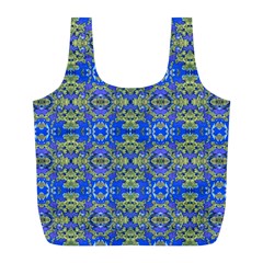 Gold And Blue Fancy Ornate Pattern Full Print Recycle Bag (l) by dflcprintsclothing
