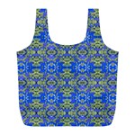 Gold And Blue Fancy Ornate Pattern Full Print Recycle Bag (L) Front