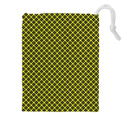 Cute Yellow Tartan Pattern, Classic Buffalo Plaid Theme Drawstring Pouch (4xl) by Casemiro