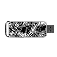 Tropical Leafs Pattern, Black And White Jungle Theme Portable Usb Flash (one Side) by Casemiro