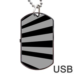 Striped Black And Grey Colors Pattern, Silver Geometric Lines Dog Tag Usb Flash (two Sides) by Casemiro