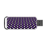 Purple and Pink Dots Pattern, black background Portable USB Flash (One Side) Front