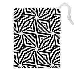 Black And White Abstract Lines, Geometric Pattern Drawstring Pouch (4xl) by Casemiro