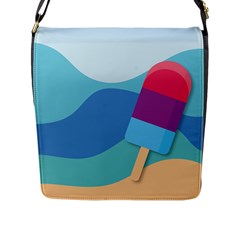 Ice Summer Beach Sea Dessert Flap Closure Messenger Bag (l) by HermanTelo
