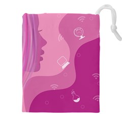 Online Woman Beauty Purple Drawstring Pouch (5xl) by Mariart