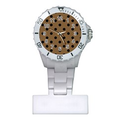 Large Black Polka Dots On Coyote Brown - Plastic Nurses Watch by FashionLane