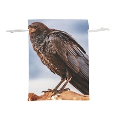 Black Crow Standing At Rock Lightweight Drawstring Pouch (l) by dflcprintsclothing