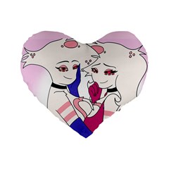 Double Angels Standard 16  Premium Heart Shape Cushions by murosakiiro