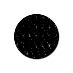 Brush And Ink Card Sequence Collected Rubber Coaster (round)  by WetdryvacsLair