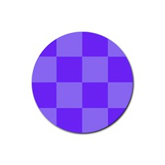 Purple Gingham Check Squares Pattern Rubber Round Coaster (4 Pack)  by yoursparklingshop
