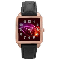 Colorful Arcs In Neon Light, Graphic Art Rose Gold Leather Watch  by picsaspassion