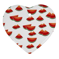 Summer Watermelon Pattern Heart Ornament (two Sides) by Dutashop
