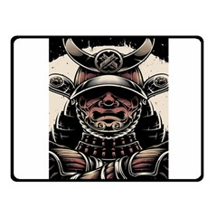 Samurai Oni Mask Fleece Blanket (small) by Saga96