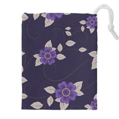 Purple Flowers Drawstring Pouch (5xl) by goljakoff