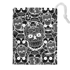 Sugar Skulls Bw Drawstring Pouch (5xl) by ExtraAwesomeSauce