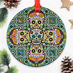 Sugar Skulls Pattern Ornament (round) by ExtraAwesomeSauce