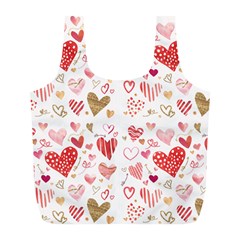 Beautiful Hearts Pattern Cute Cakes Valentine Full Print Recycle Bag (l) by designsbymallika