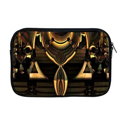 Black And Gold Abstract Line Art Pattern Apple Macbook Pro 17  Zipper Case by CrypticFragmentsDesign