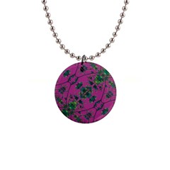 Modern Floral Collage Print Pattern 1  Button Necklace by dflcprintsclothing