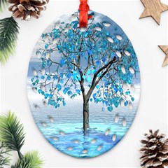 Crystal Blue Tree Ornament (oval Filigree) by icarusismartdesigns