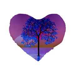 Tree Sunset Standard 16  Premium Flano Heart Shape Cushions by icarusismartdesigns
