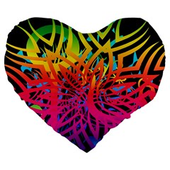 Abstract Jungle Large 19  Premium Flano Heart Shape Cushions by icarusismartdesigns